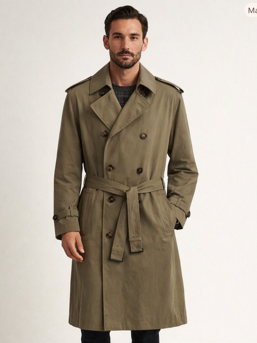 Bill Blass Olive Green Lined Trench Coat Size XL Vintage